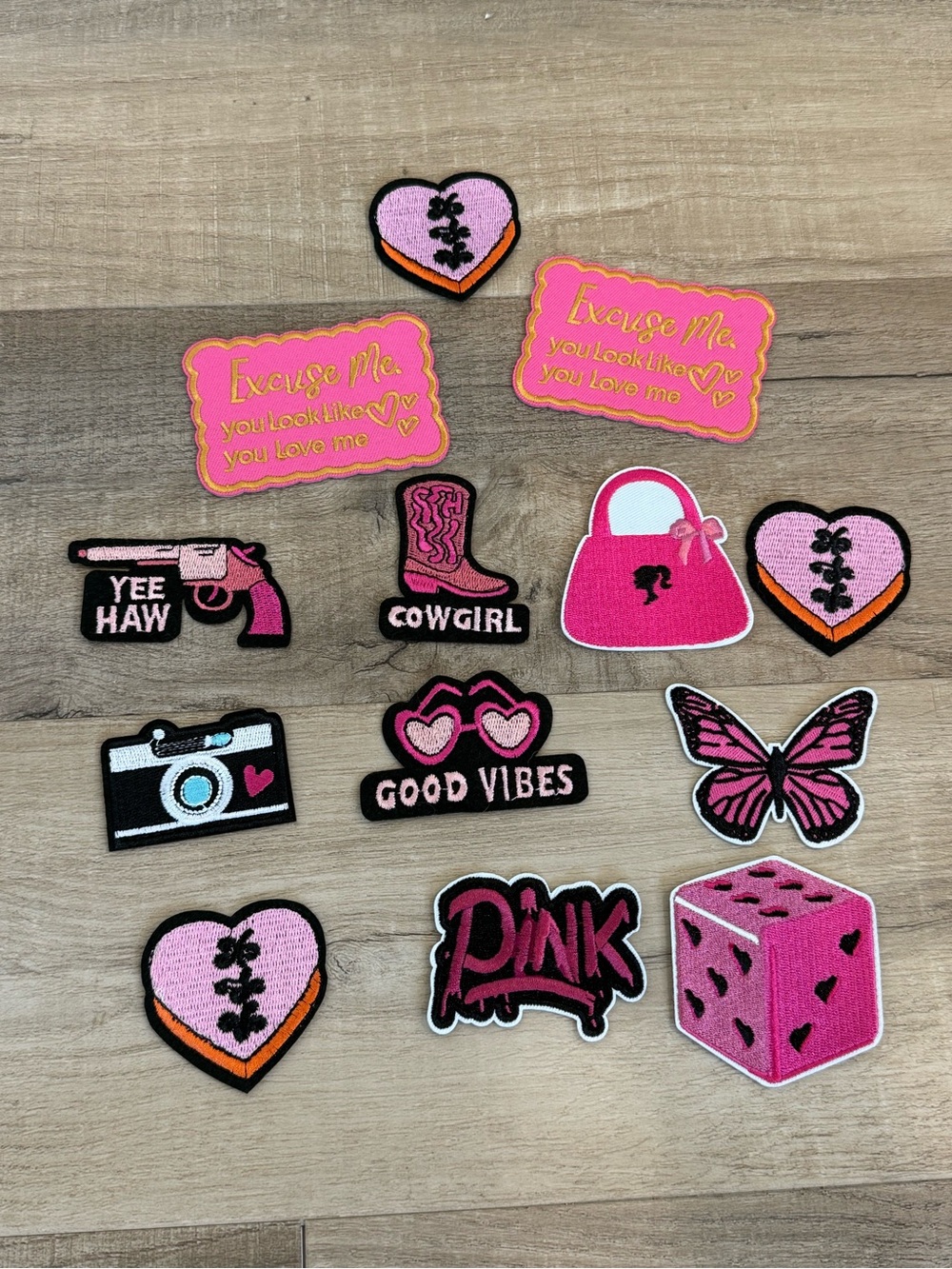 Pink Mixed Iron-On Patch Bundle